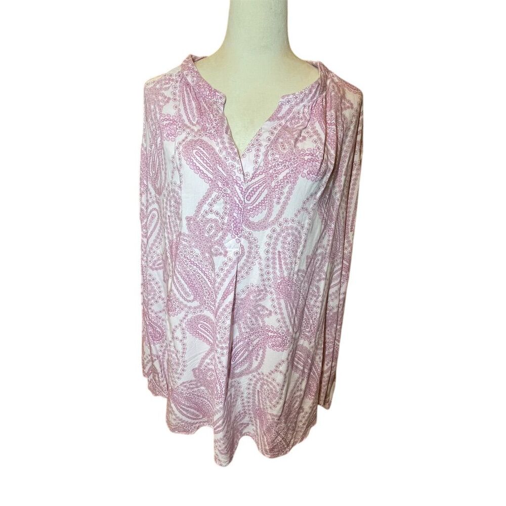 Woman Within Pink Paisley Blouse 3X Plus Size Relaxed Fit